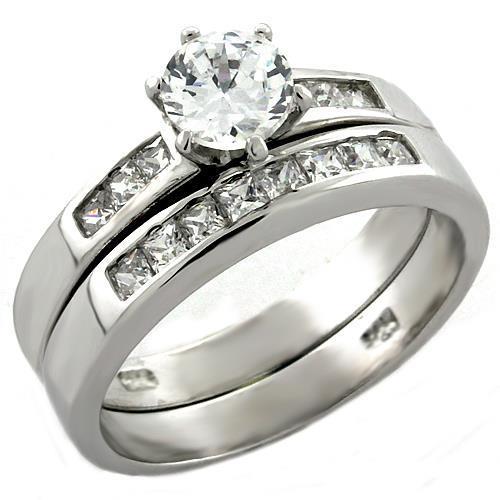 JCEAS1025 Rhodium 925 Sterling Silver Ring with AAA Grade CZ  in Clear