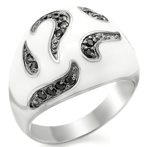 JCES355 Rhodium + Ruthenium 925 Sterling Silver Ring with AAA Grade CZ  in Jet